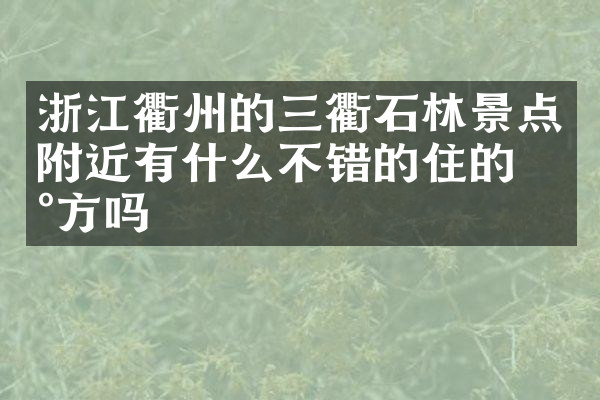 浙江衢州的三衢石林景点附近有什么不错的住的地方吗