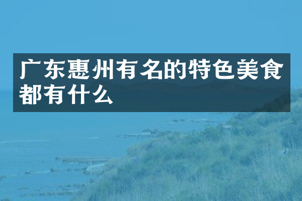 广东惠州有名的特色美食都有什么