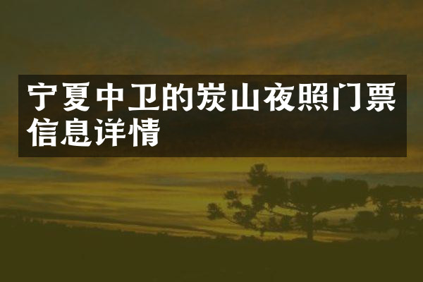 宁夏中卫的炭山夜照门票信息详情