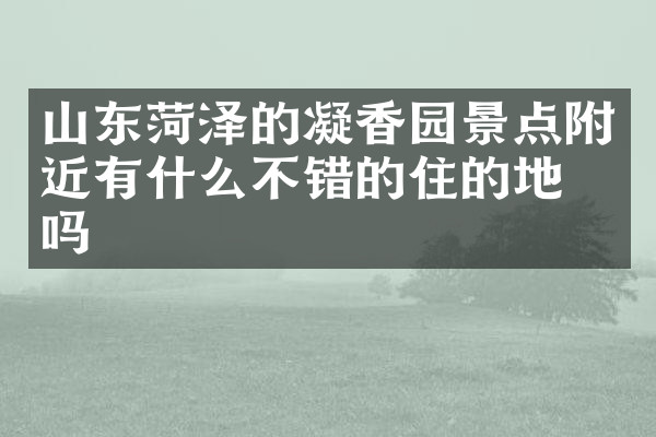 山东菏泽的凝香园景点附近有什么不错的住的地方吗