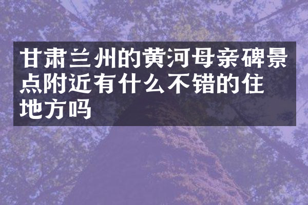 甘肃兰州的黄河母亲碑景点附近有什么不错的住的地方吗