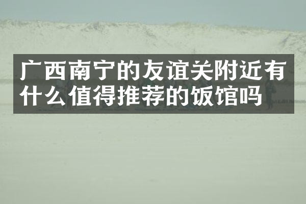 广西南宁的友谊关附近有什么值得推荐的饭馆吗