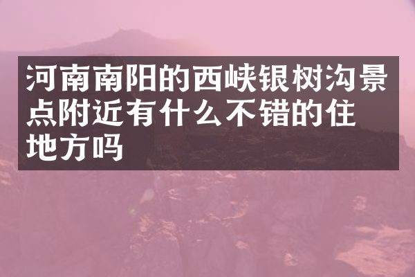河南南阳的西峡银树沟景点附近有什么不错的住的地方吗