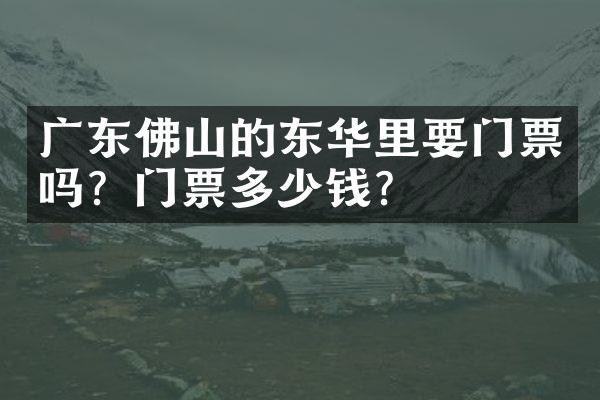广东佛山的东华里要门票吗？门票多少钱？