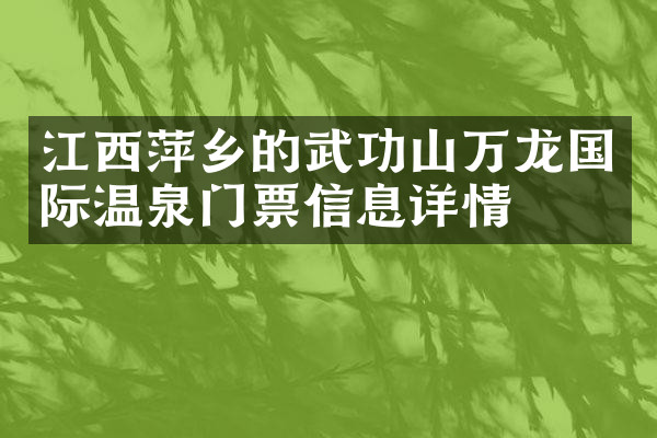 江西萍乡的武功山万龙国际温泉门票信息详情