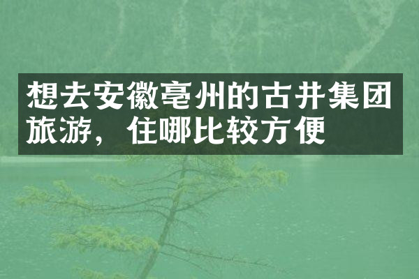 想去安徽亳州的古井集团旅游，住哪比较方便
