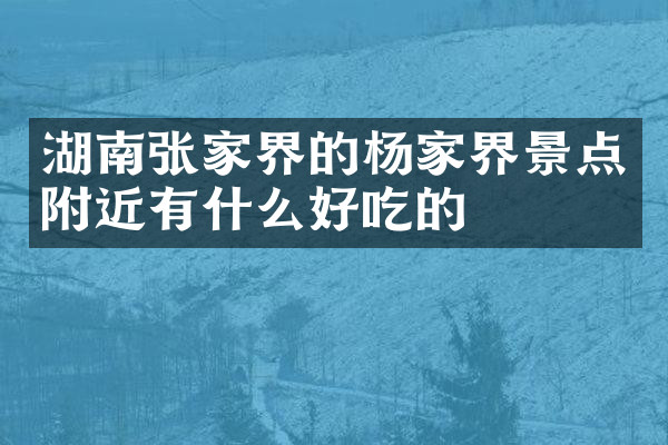 湖南张家界的杨家界景点附近有什么好吃的