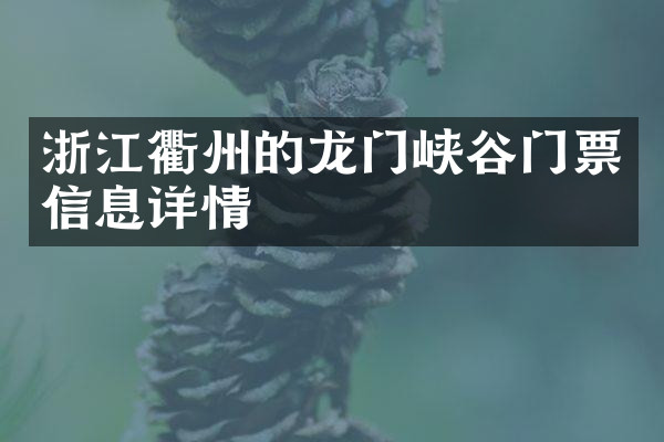 浙江衢州的龙门峡谷门票信息详情