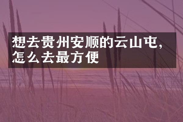 想去贵州安顺的云山屯，怎么去最方便