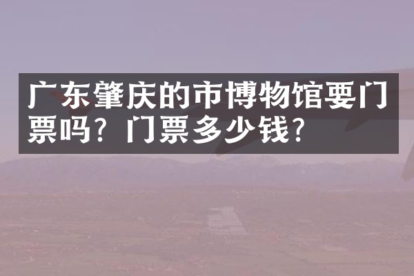 广东肇庆的市博物馆要门票吗？门票多少钱？