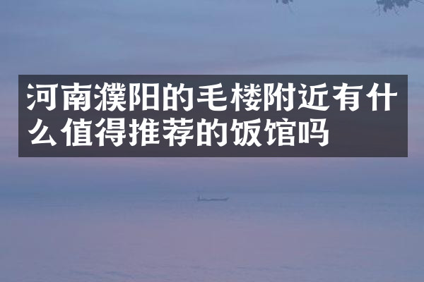 河南濮阳的毛楼附近有什么值得推荐的饭馆吗