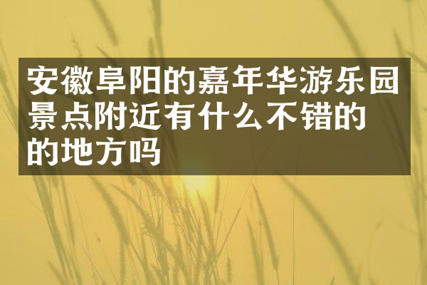 安徽阜阳的嘉年华游乐园景点附近有什么不错的住的地方吗