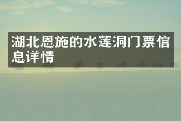 湖北恩施的水莲洞门票信息详情