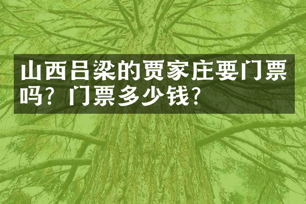 山西吕梁的贾家庄要门票吗？门票多少钱？