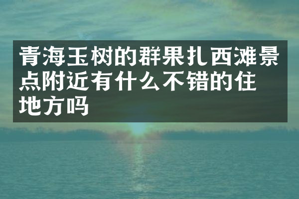 青海玉树的群果扎西滩景点附近有什么不错的住的地方吗