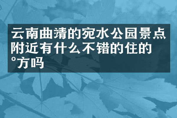 云南曲靖的宛水公园景点附近有什么不错的住的地方吗