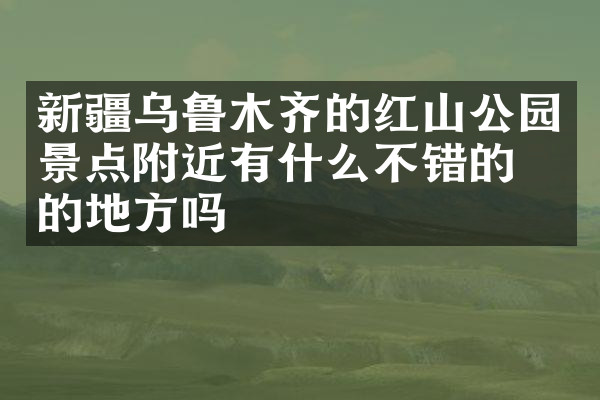 新疆乌鲁木齐的红山公园景点附近有什么不错的住的地方吗