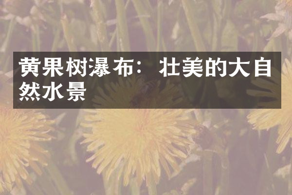 黄果树瀑布：壮美的大自然水景