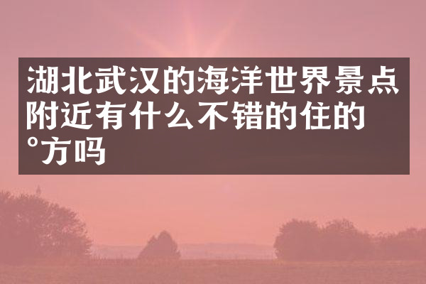 湖北武汉的海洋世界景点附近有什么不错的住的地方吗