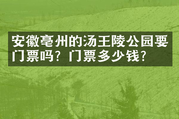 安徽亳州的汤王陵公园要门票吗？门票多少钱？