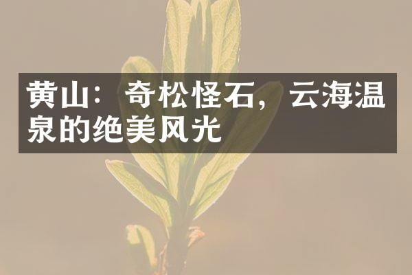 黄山：奇松怪石，云海温泉的绝美风光