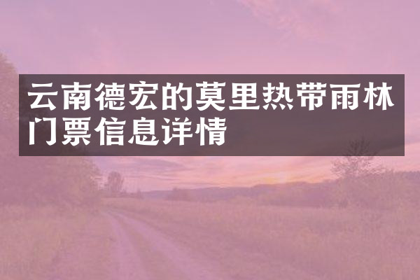云南德宏的莫里热带雨林门票信息详情