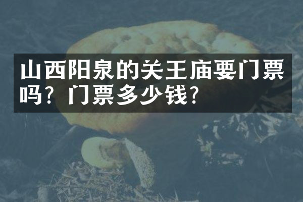 山西阳泉的关王庙要门票吗？门票多少钱？