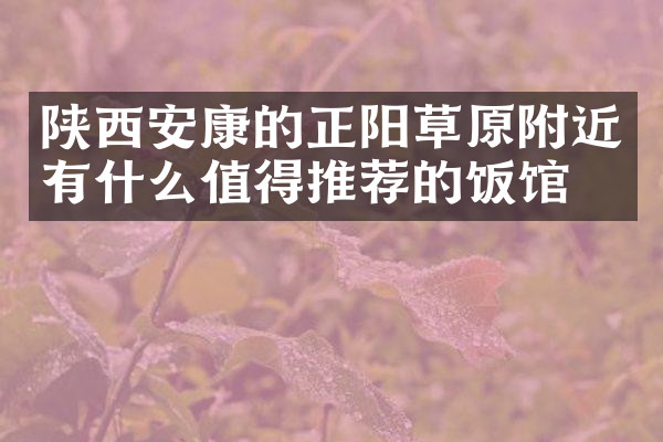 陕西安康的正阳草原附近有什么值得推荐的饭馆吗