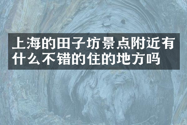 上海的田子坊景点附近有什么不错的住的地方吗