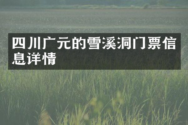 四川广元的雪溪洞门票信息详情