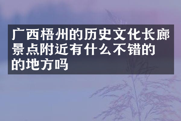 广西梧州的历史文化长廊景点附近有什么不错的住的地方吗