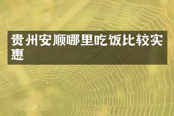 贵州安顺哪里吃饭比较实惠