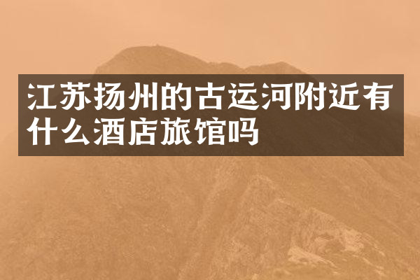 江苏扬州的古运河附近有什么酒店旅馆吗