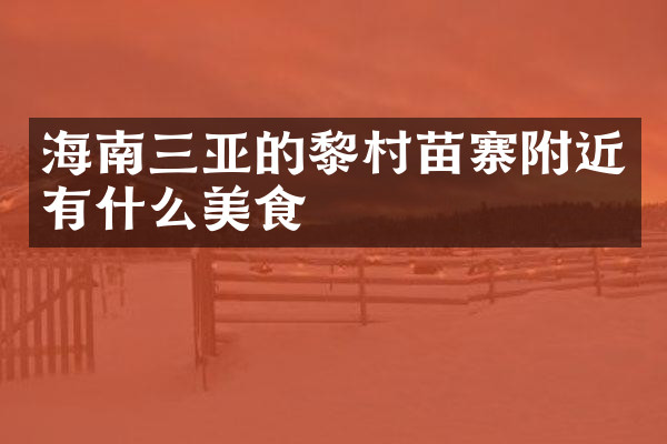 海南三亚的黎村苗寨附近有什么美食