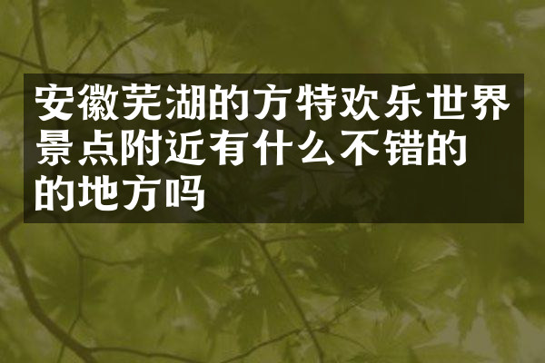 安徽芜湖的方特欢乐世界景点附近有什么不错的住的地方吗