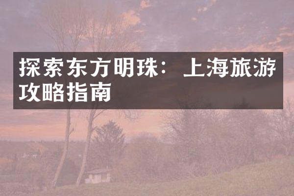 探索东方明珠：上海旅游攻略指南