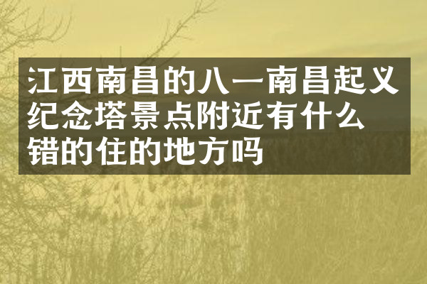 江西南昌的八一南昌起义纪念塔景点附近有什么不错的住的地方吗