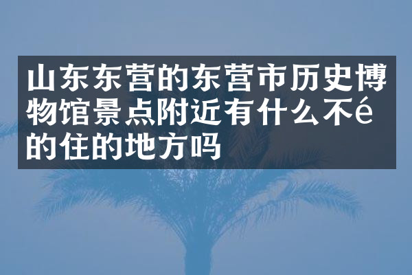 山东东营的东营市历史博物馆景点附近有什么不错的住的地方吗