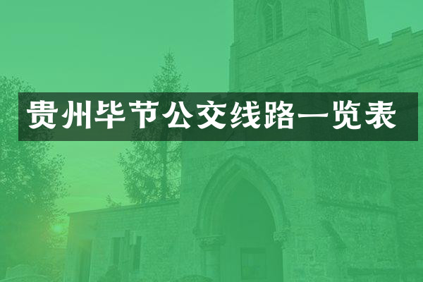 贵州毕节公交线路一览表