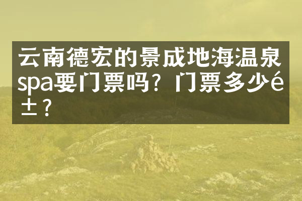 云南德宏的景成地海温泉spa要门票吗？门票多少钱？