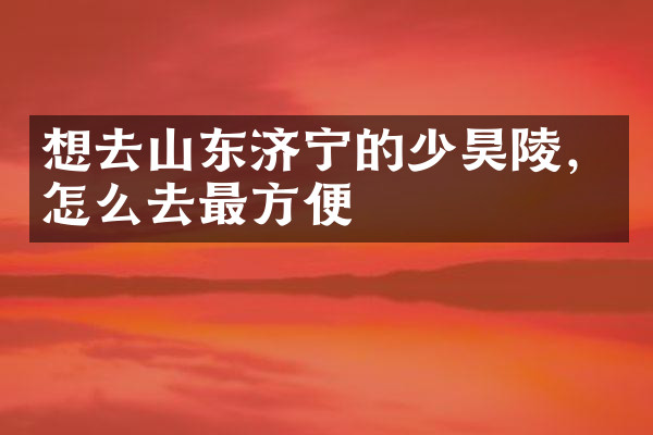 想去山东济宁的少昊陵，怎么去最方便