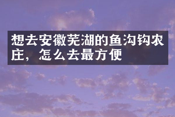 想去安徽芜湖的鱼沟钩农庄，怎么去最方便
