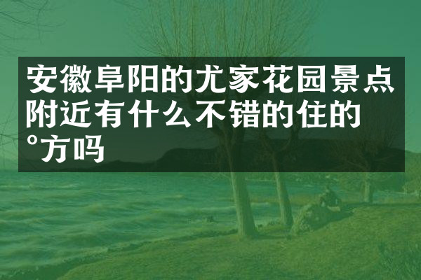 安徽阜阳的尤家花园景点附近有什么不错的住的地方吗