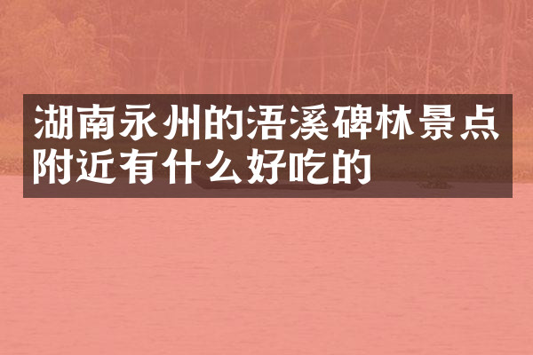 湖南永州的浯溪碑林景点附近有什么好吃的