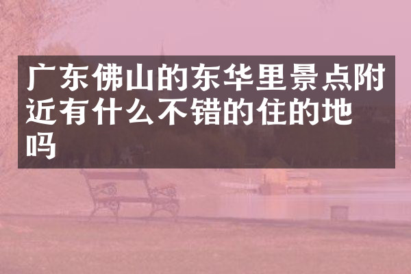 广东佛山的东华里景点附近有什么不错的住的地方吗