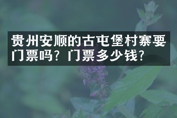 贵州安顺的古屯堡村寨要门票吗？门票多少钱？