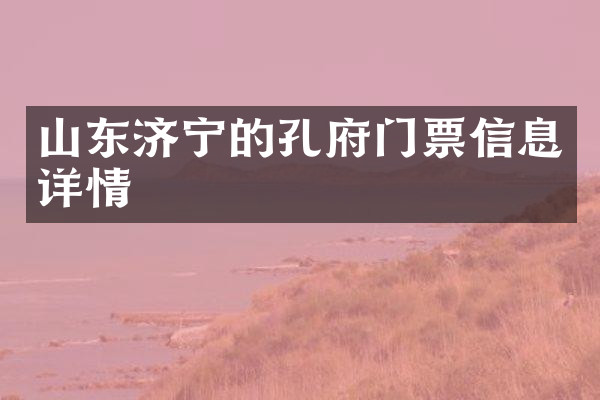 山东济宁的孔府门票信息详情