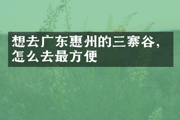 想去广东惠州的三寨谷，怎么去最方便