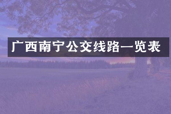 广西南宁公交线路一览表