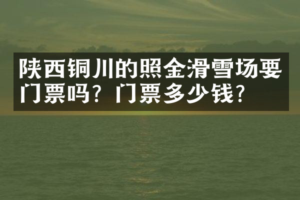 陕西铜川的照金滑雪场要门票吗？门票多少钱？